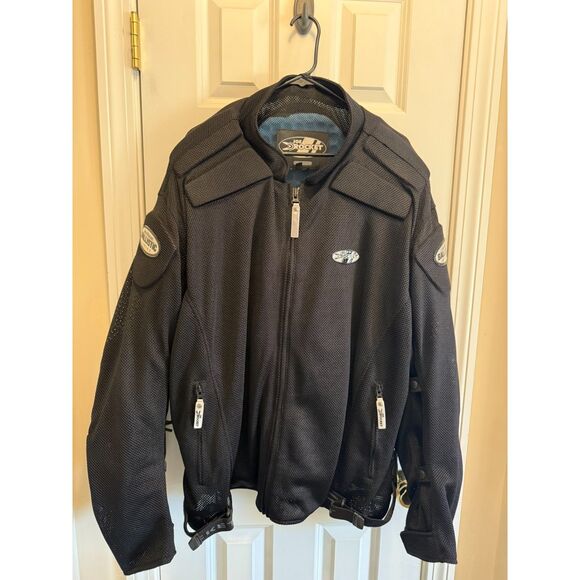 5XL- Joe Rockets Black Motorcycle Jacket Mens Mesh Armored W/O insulated Liner - Picture 1 of 14